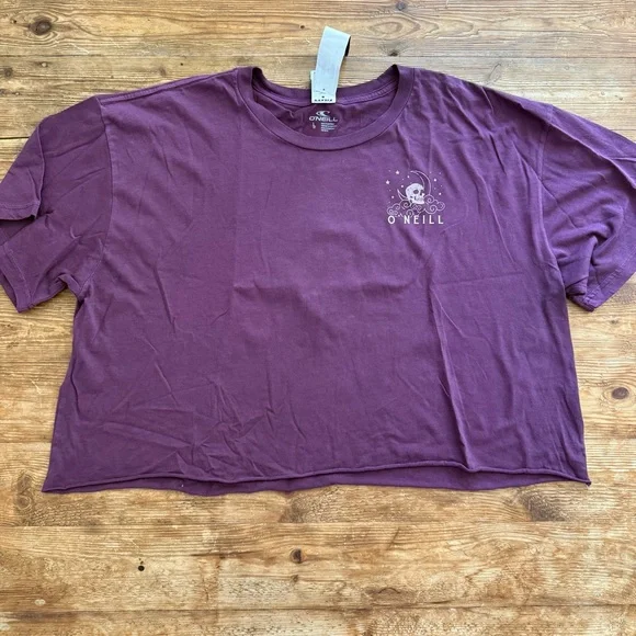 O'Neill Oversized Purple Skull Dreamer Cotton Short Sleeve T-Shirt Women's L NWT - Picture 2 of 11